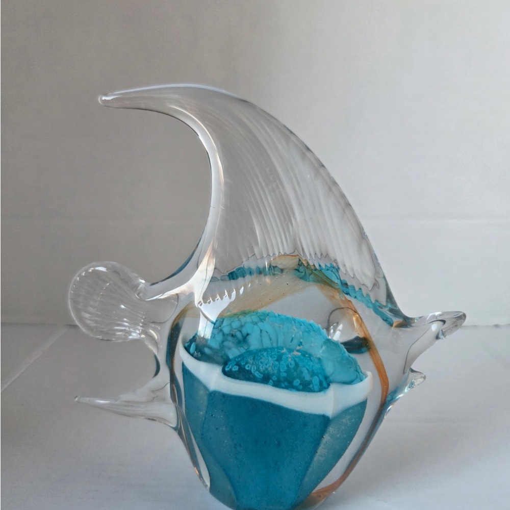 Murano Style Art Glass Hand Blown Glass Fish Figurine/Paperweight 6”